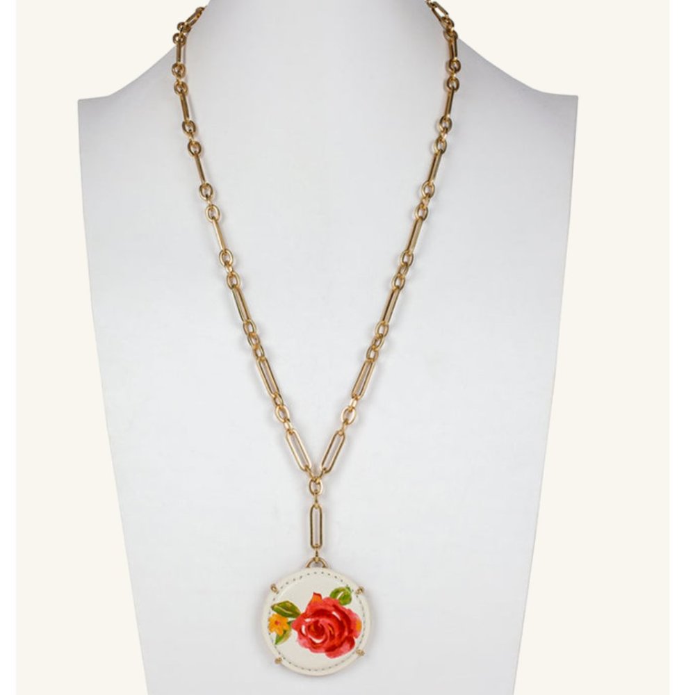 NWT Patricia Nash Citrus Rose Anisa Reversible Pendant Necklace